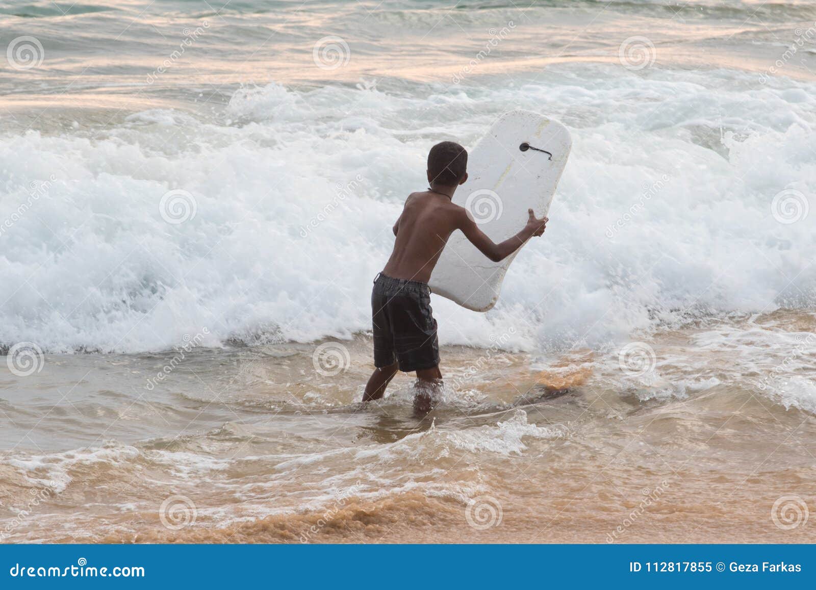 Boy is Learning Surfing on Indian Ocean Waves Editorial Image Image