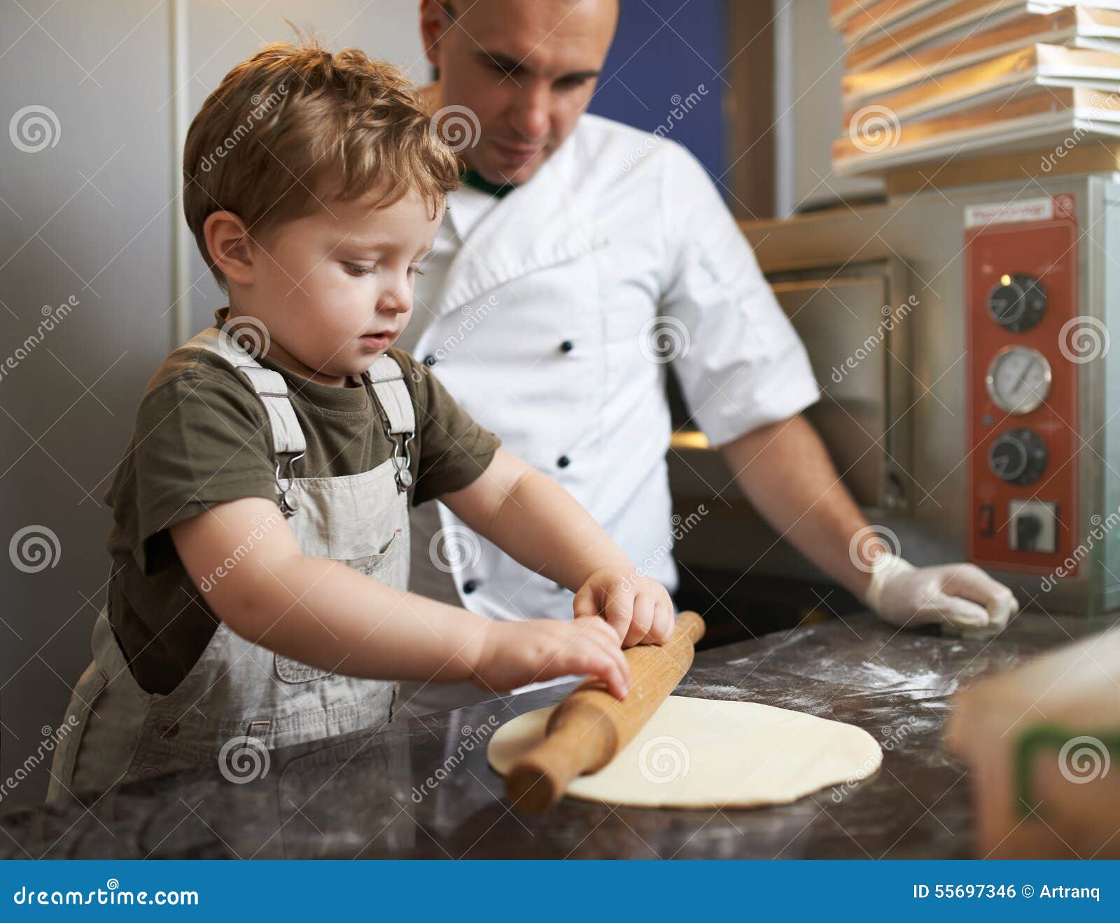Boy Learns To Roll Out Pizza Dough Stock Photo Image of pizza