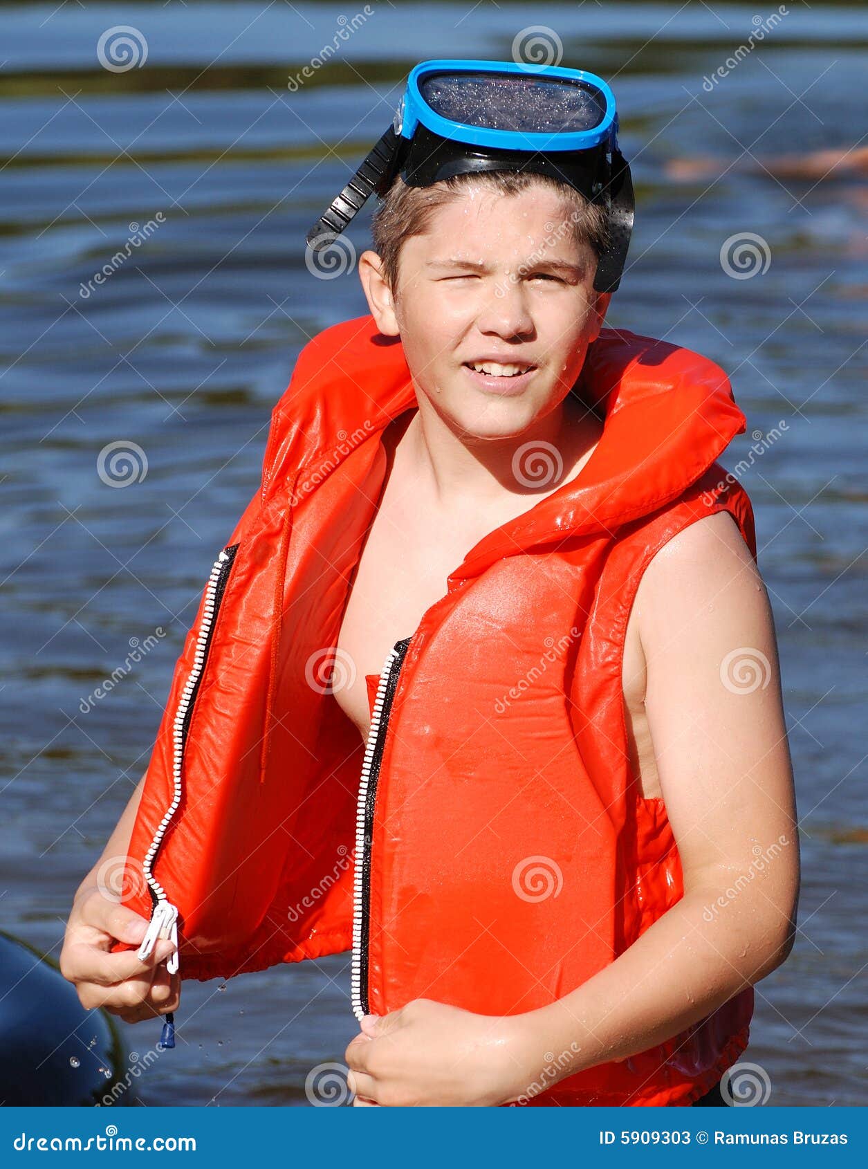 The Boy with the Lifejacket Stock Image Image of vacations, bright