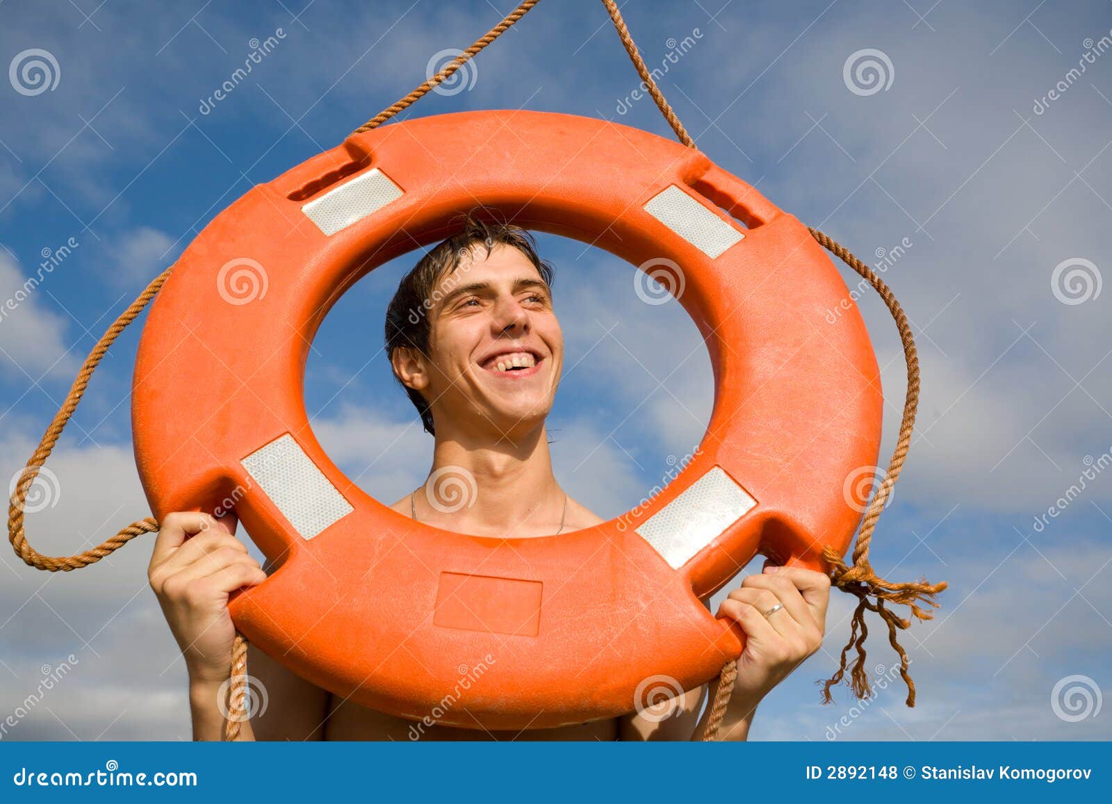 Boy & lifebuoy stock photo. Image of saver, marine - 2892148