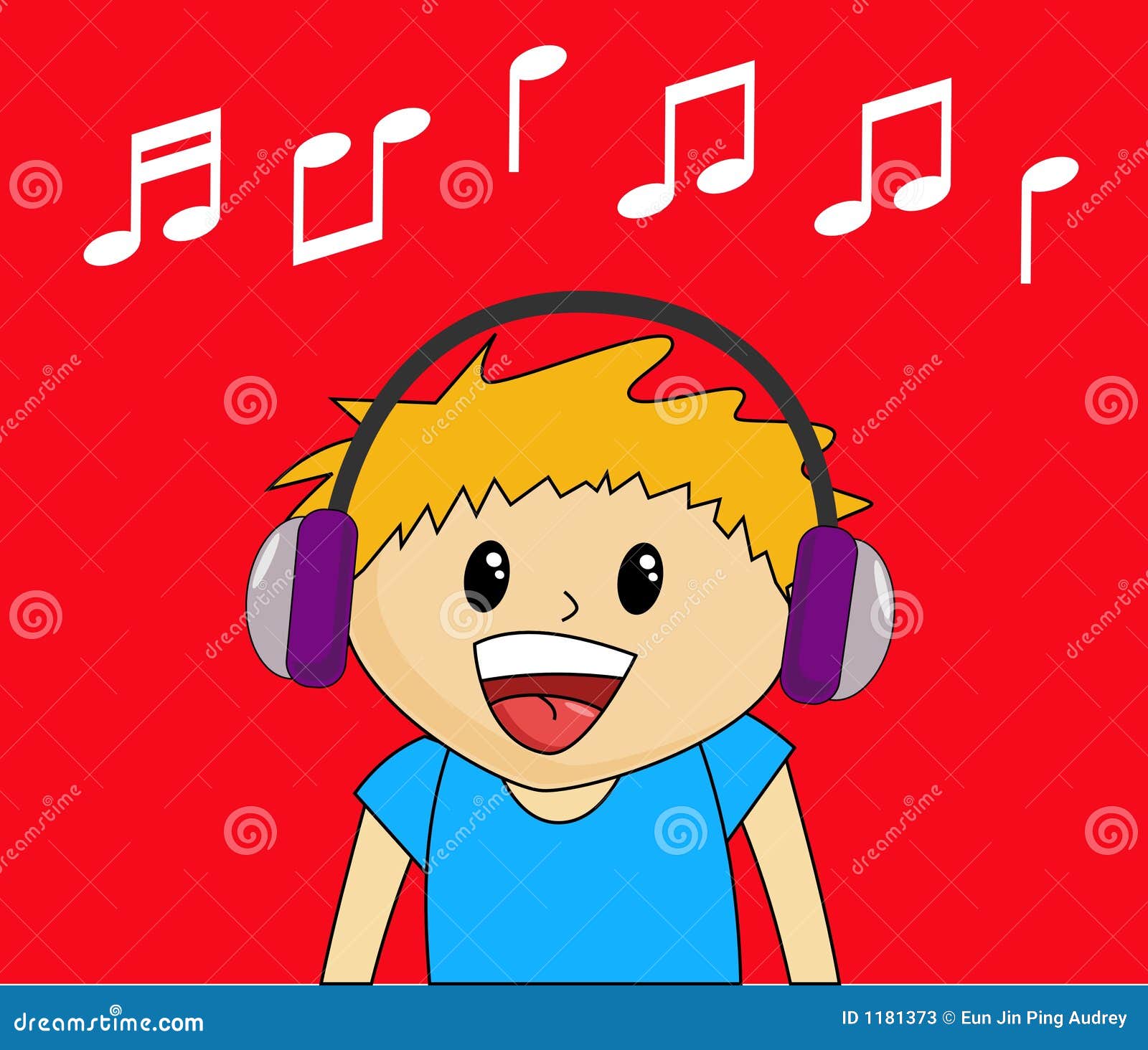 Boy Listening To Music Stock Vector Illustration Of Headphones 1181373
