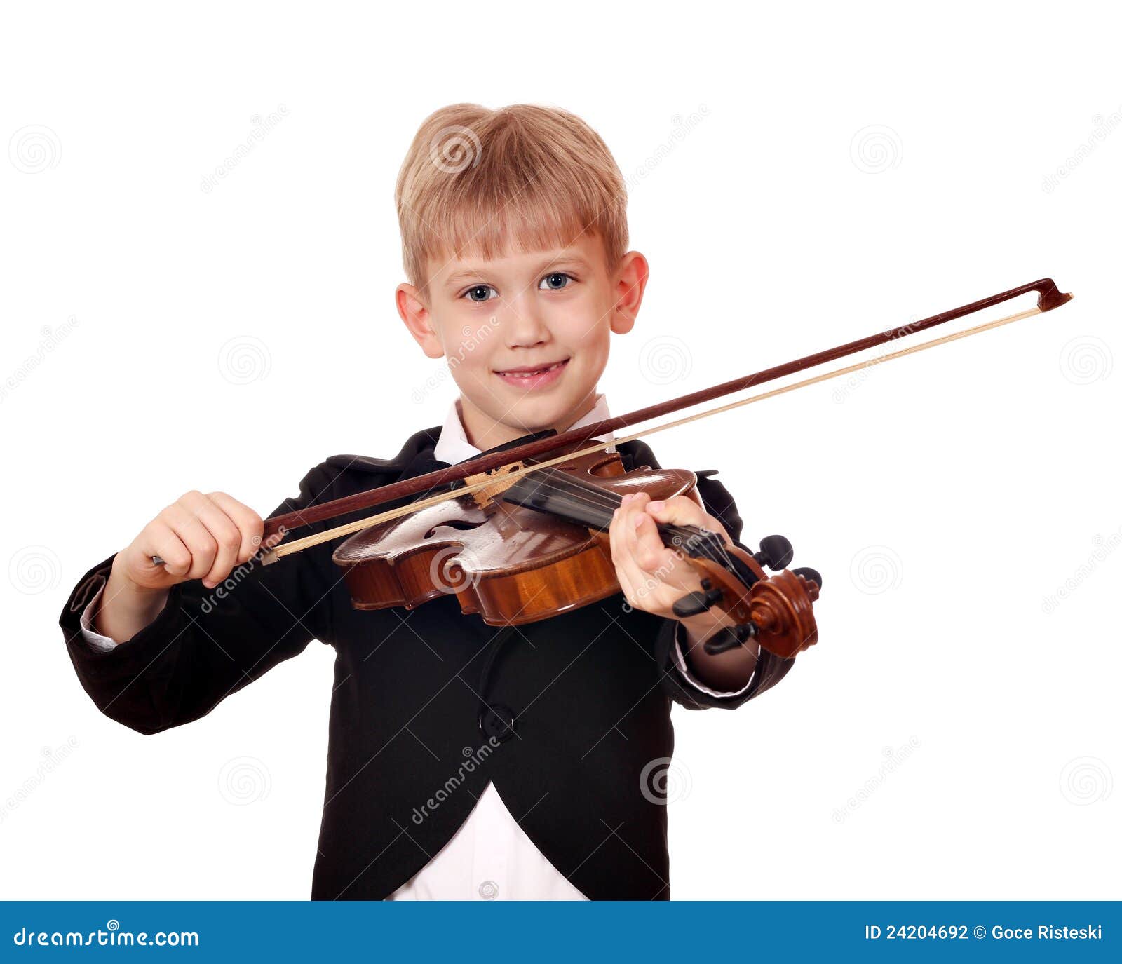 Boy little violinist stock photo. Image of child, expression 24204692