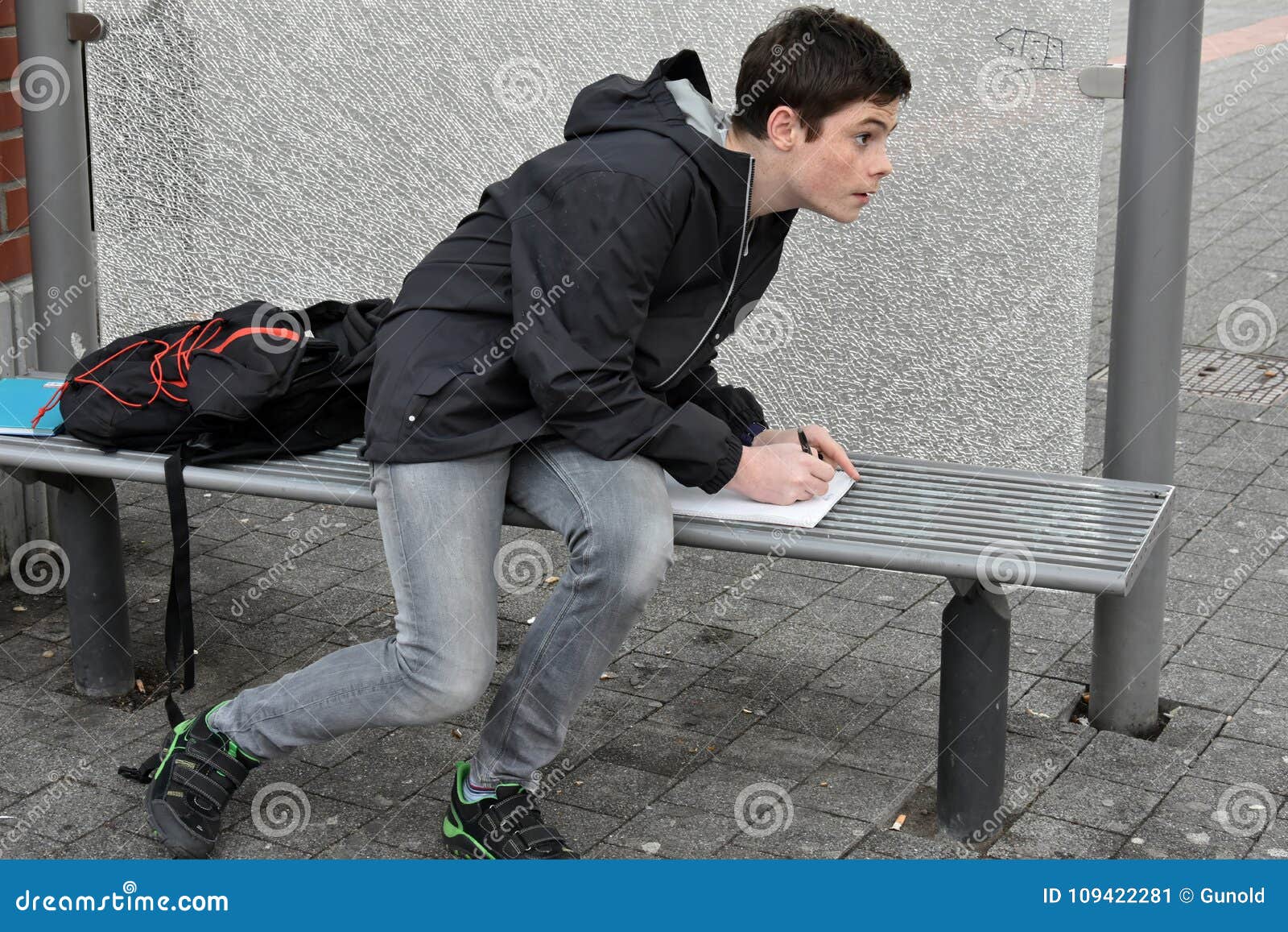 he often does his homework on the bus