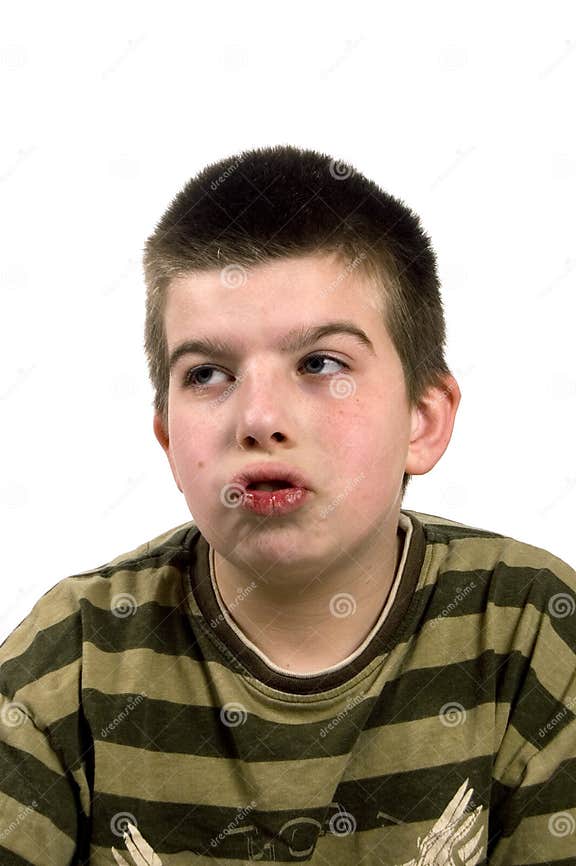 Boy is making funny face stock image. Image of funny, kids 5420691