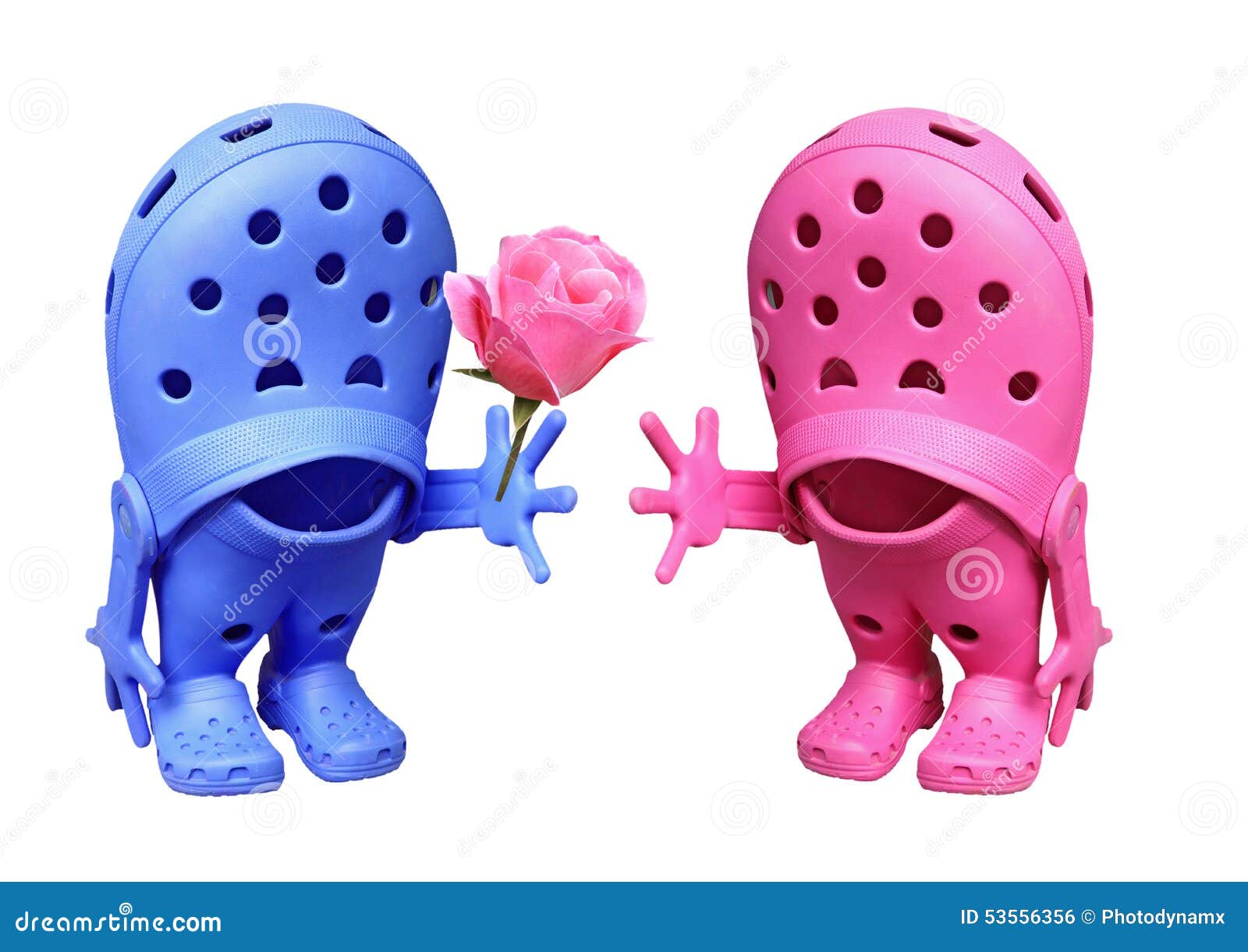 blue and pink crocs