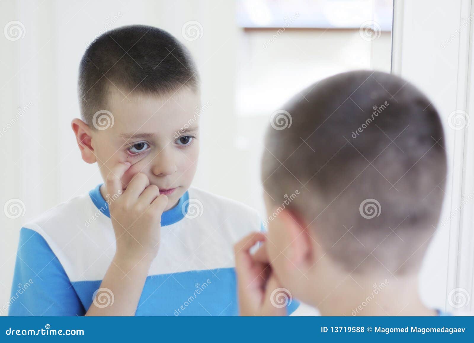 Boy at mirror stock photo. Image of caucasian, person 13719588