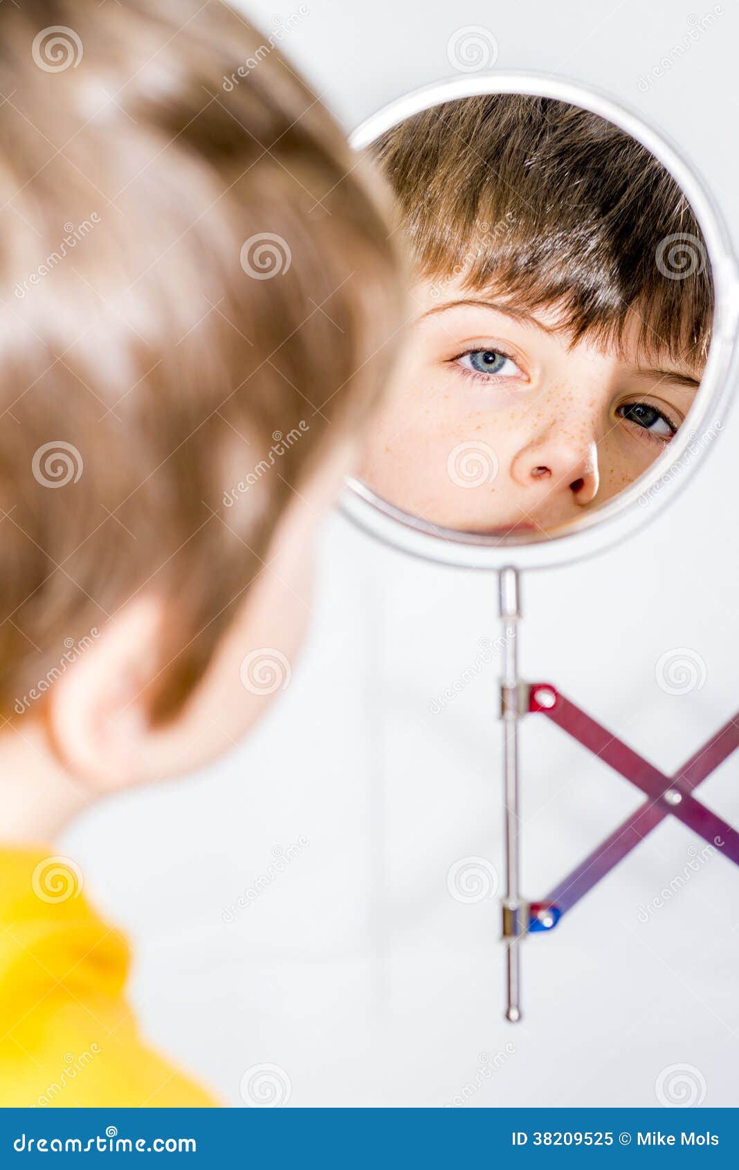 Boy in mirror stock image. Image of vanity, field, mirror 38209525