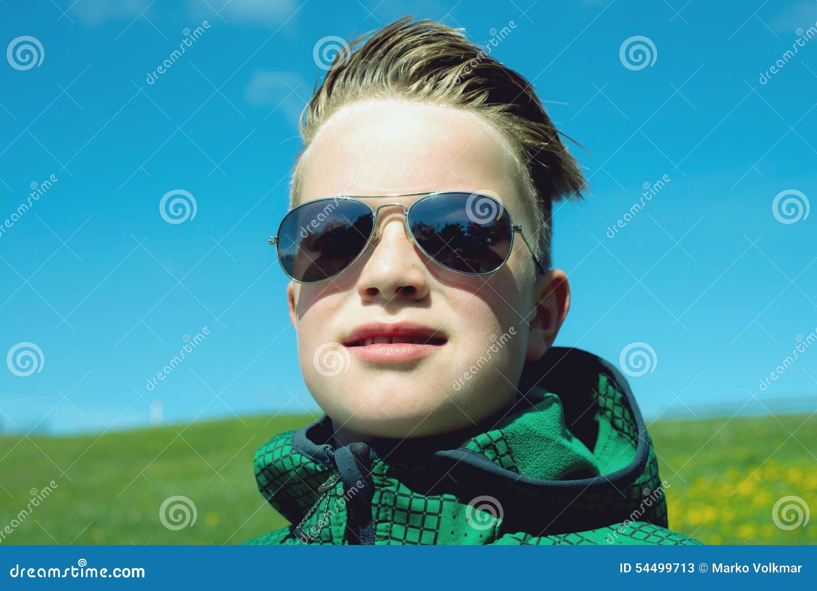 Boy with Modern Hair Style and Sunglasses Stock Image Image of face