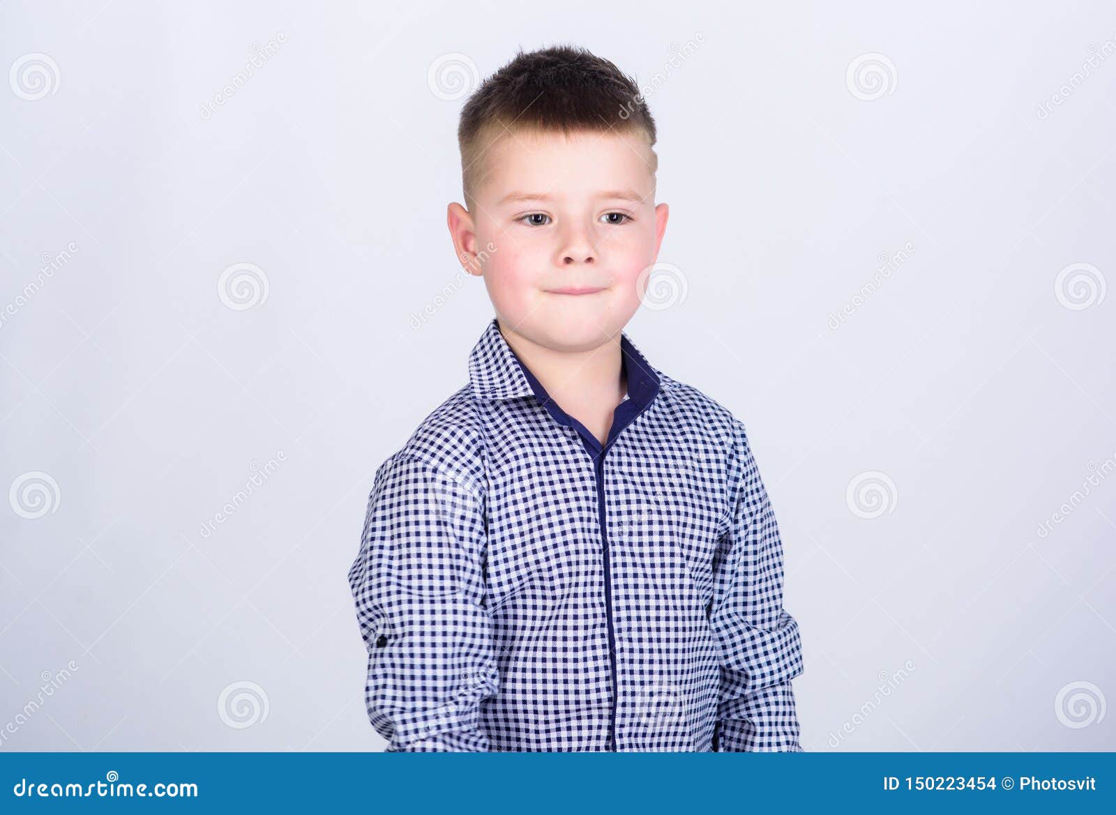 Boy Modern Hairstyle Wear Formal Style Shirt Light Background. Confident Guy  Enjoy Fashionable Outfit Stock Photo - Image of appearance, found: 150223454