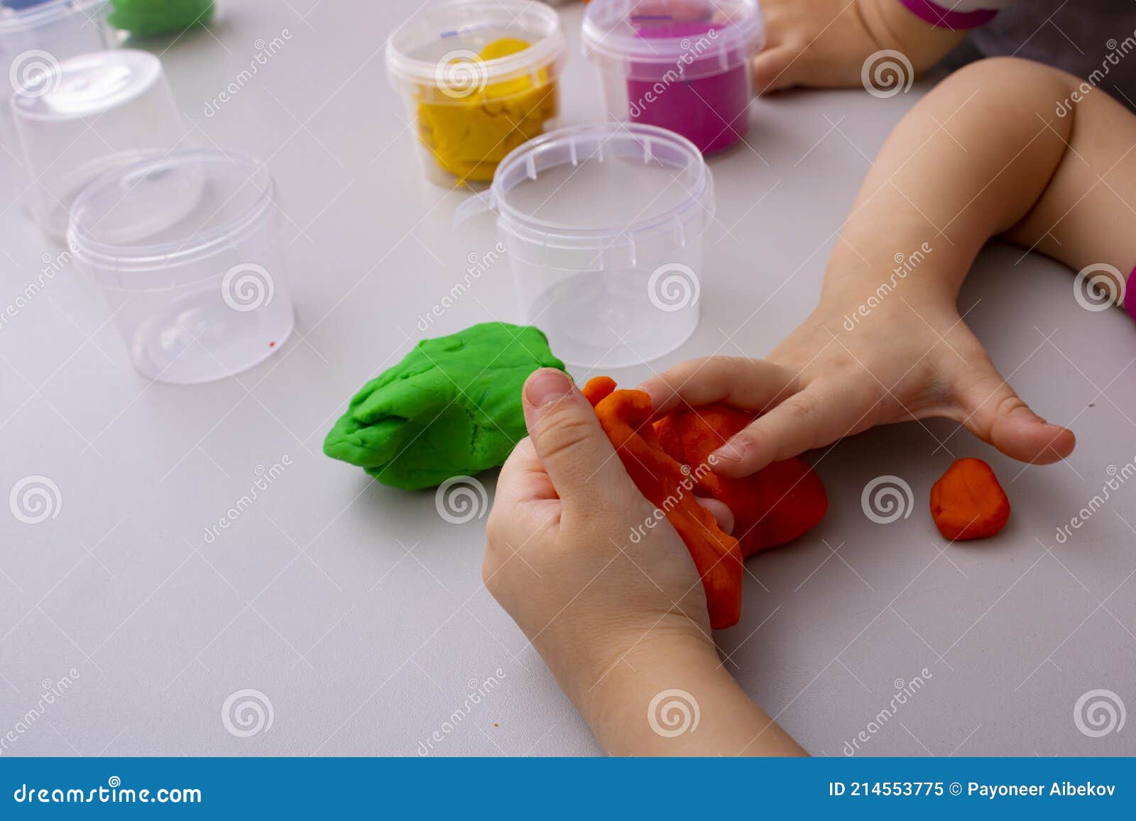 Boy Molding Clay Shapes, Learning through Play Stock Image Image of