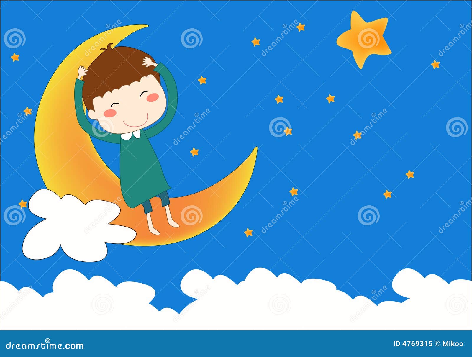 The boy on the moon stock illustration. Illustration of craft 4769315