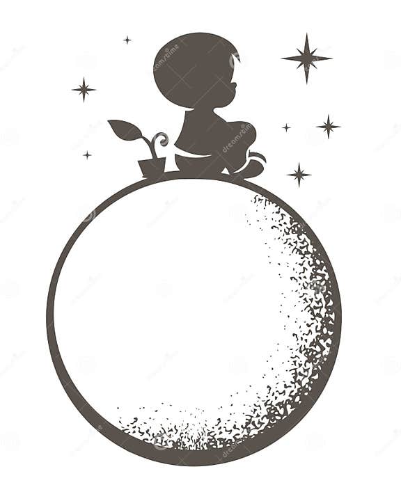 Boy on the moon stock vector. Illustration of space, astrology 49506225