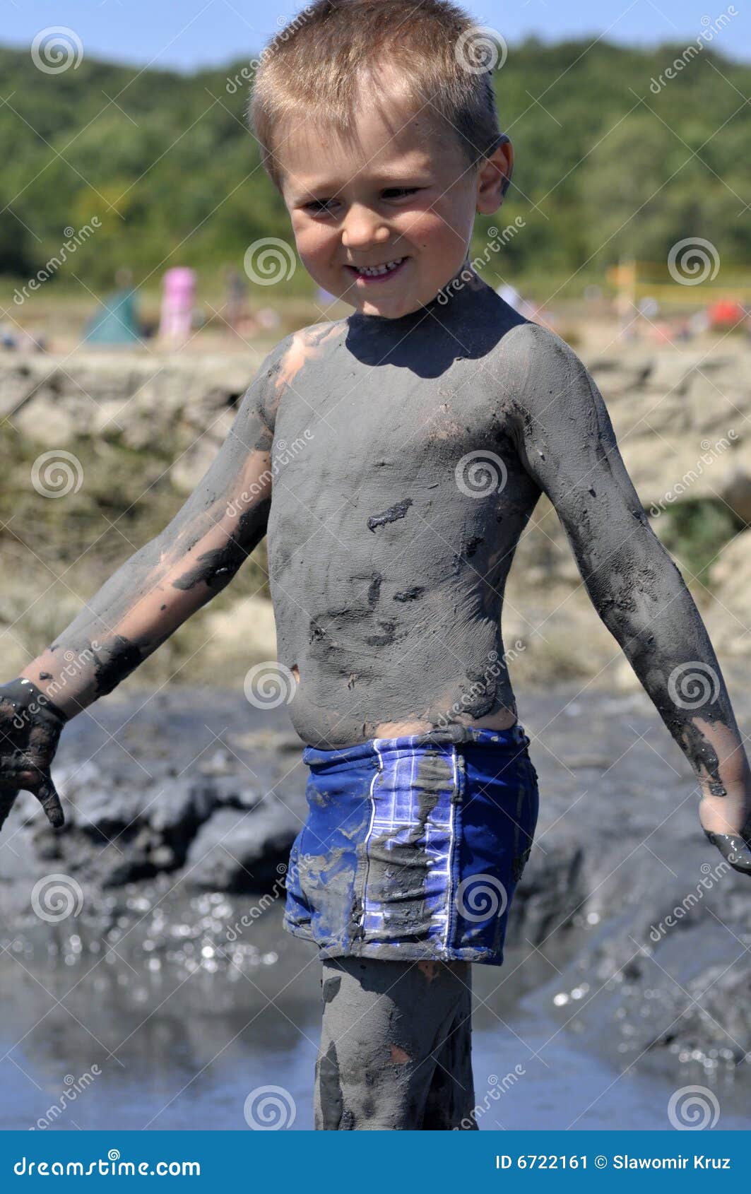 Boy in mud stock image. Image of care, little, face, cleaning - 6722161