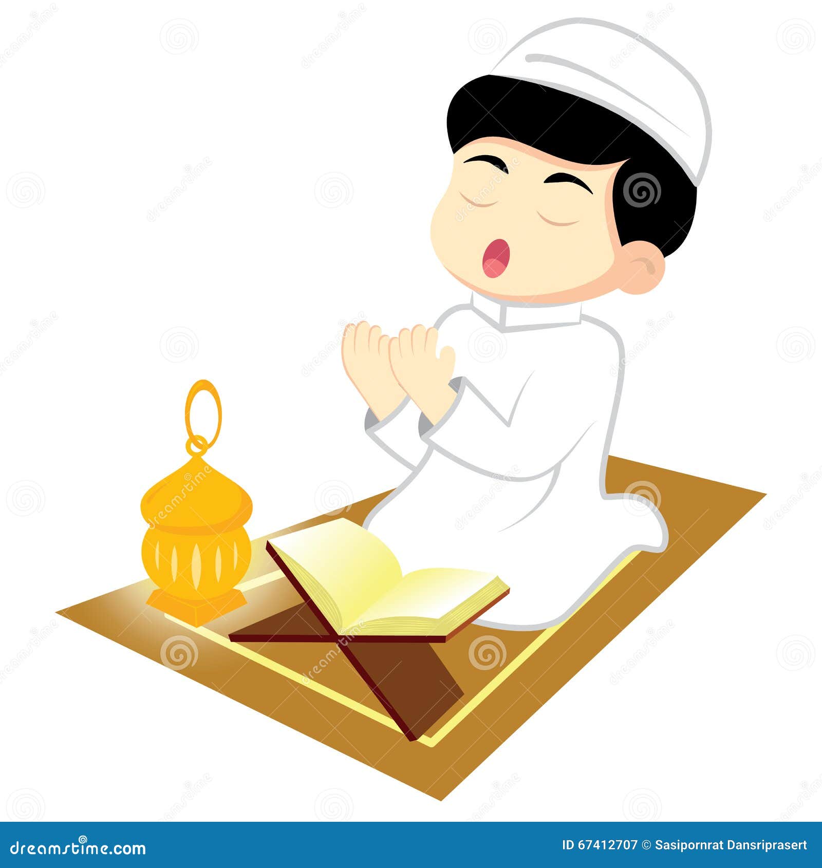 Boy Muslim Pray Stock Vector Illustration Of Kuran Prayer 67412707