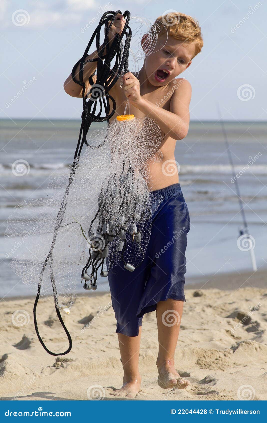Boy Net Fishing stock photo. Image of carry, ocean, excited - 22044428