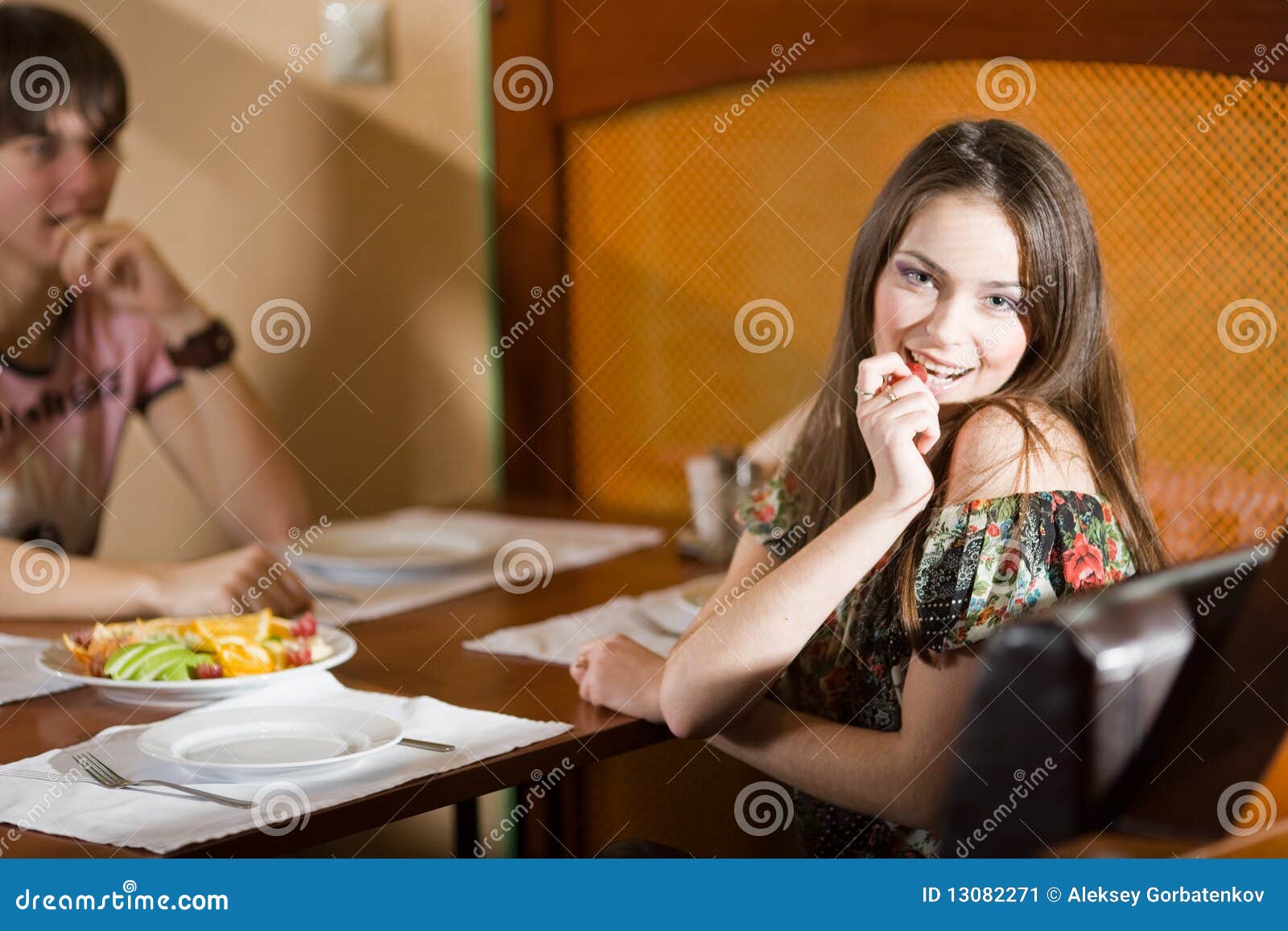 Boy and Nice Girl at Table Together Stock Image Image of dating