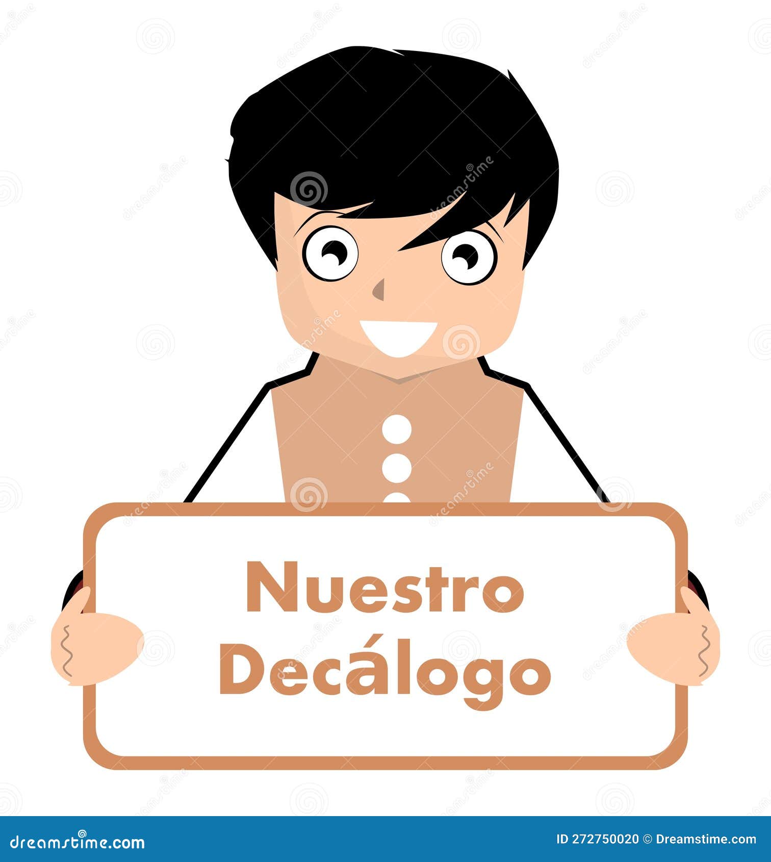 boy with our decalogue sign, spanish, rules, .