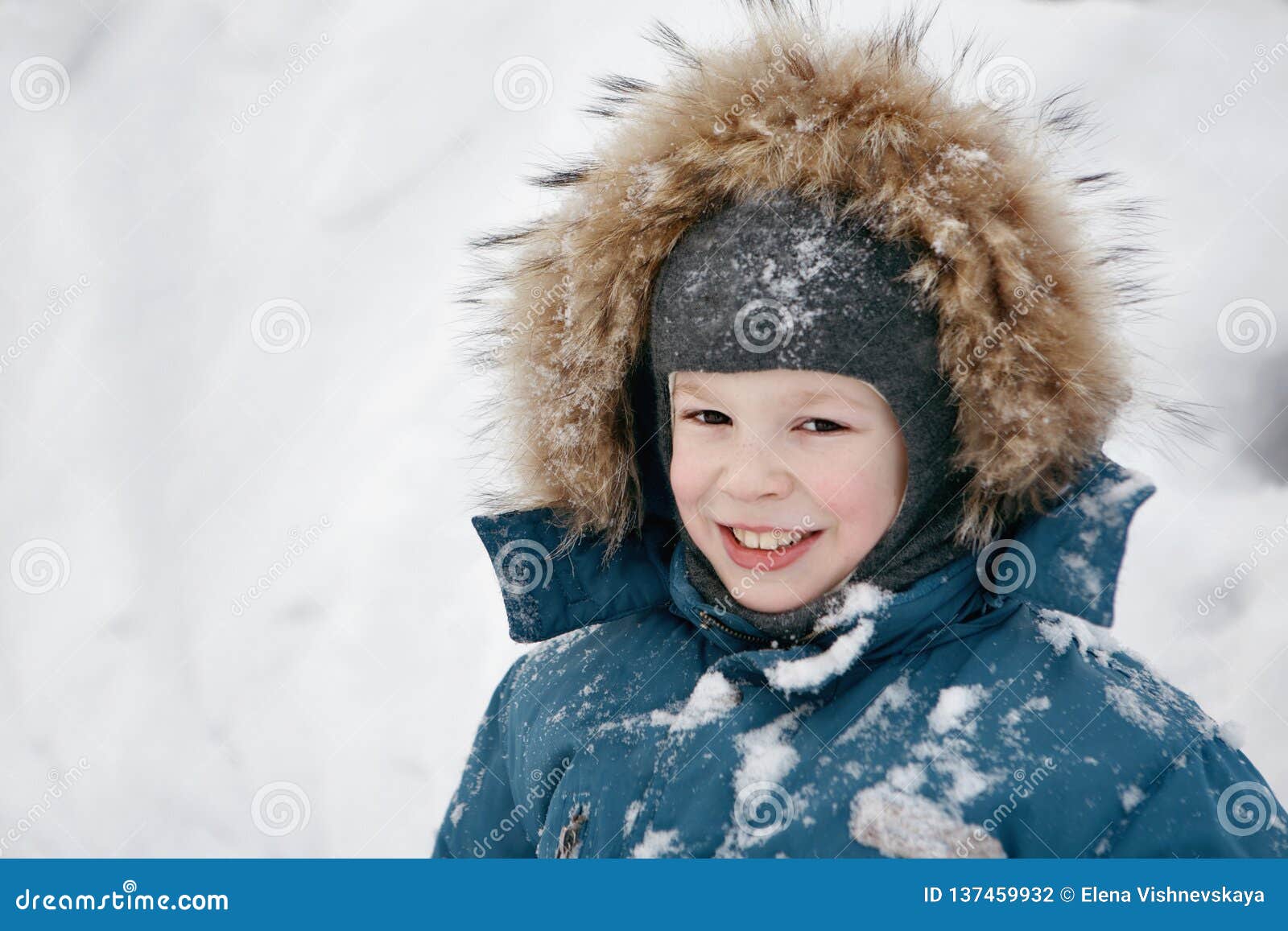 The Boy is Outdoors, Winter Day Stock Photo - Image of outside ...