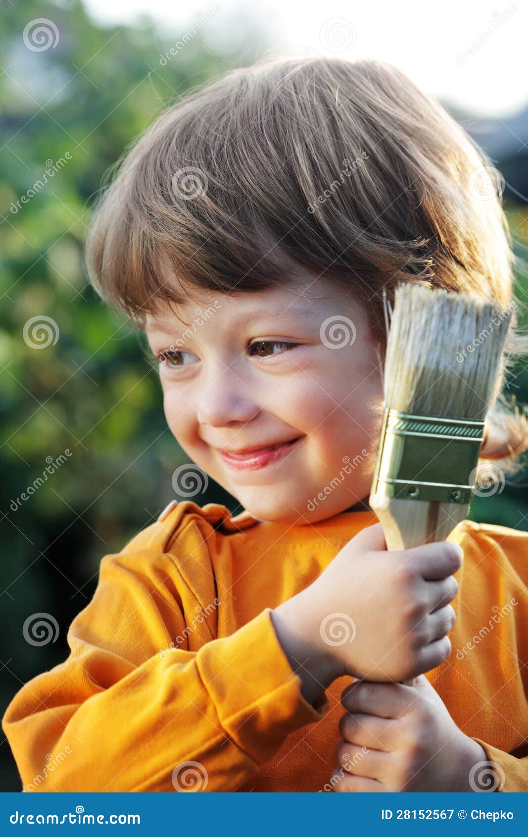 Boy with paint brush stock image. Image of artist, hobbies 28152567