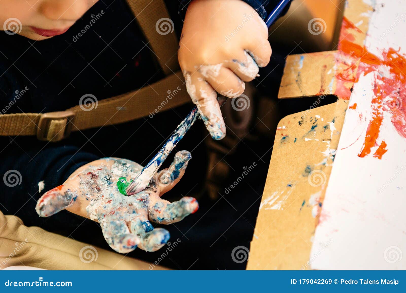 Boy with Paint Stained Hands Stock Image Image of acrylic, painted