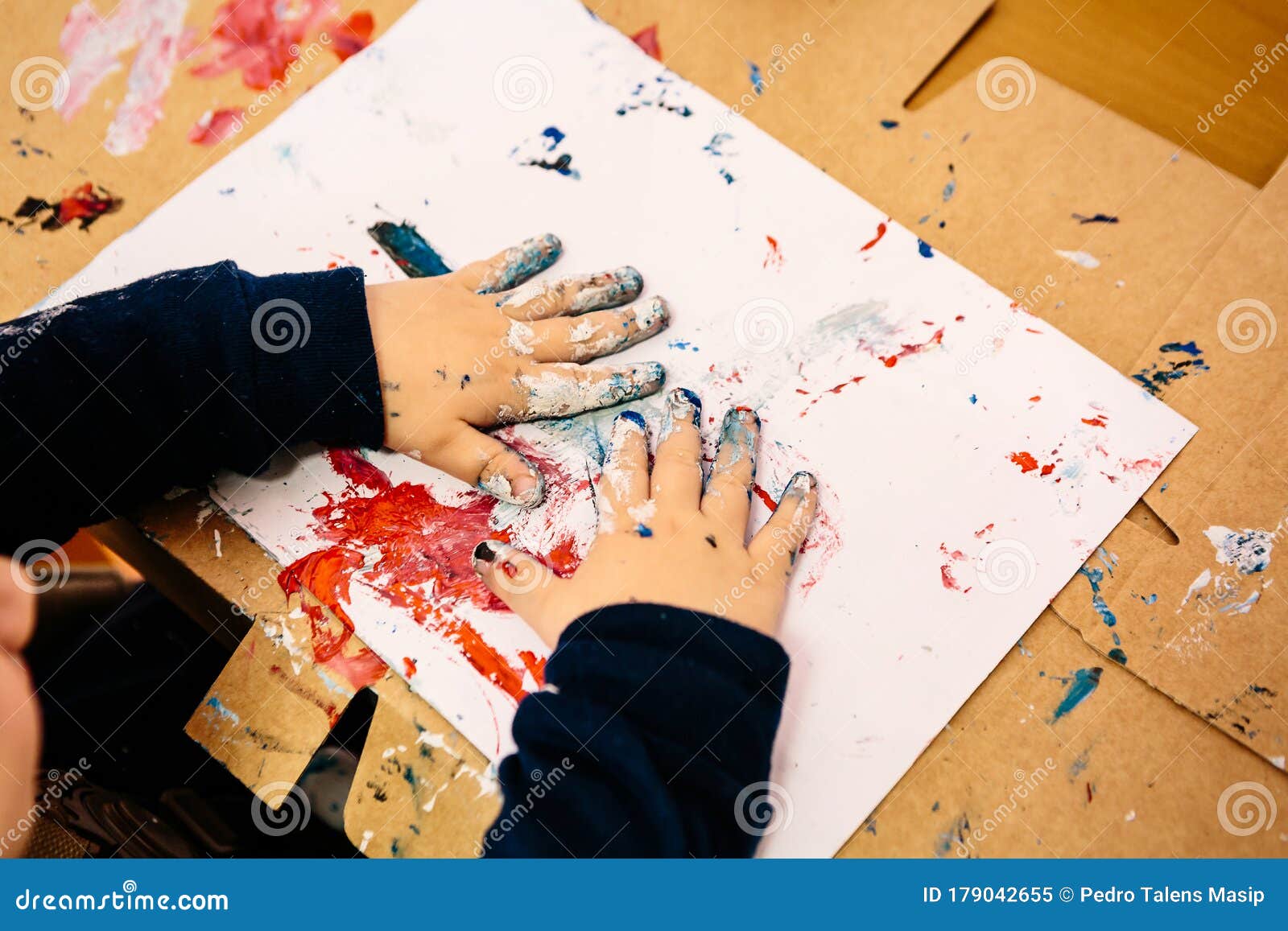 Boy with Paint Stained Hands Stock Image Image of fingers, arts