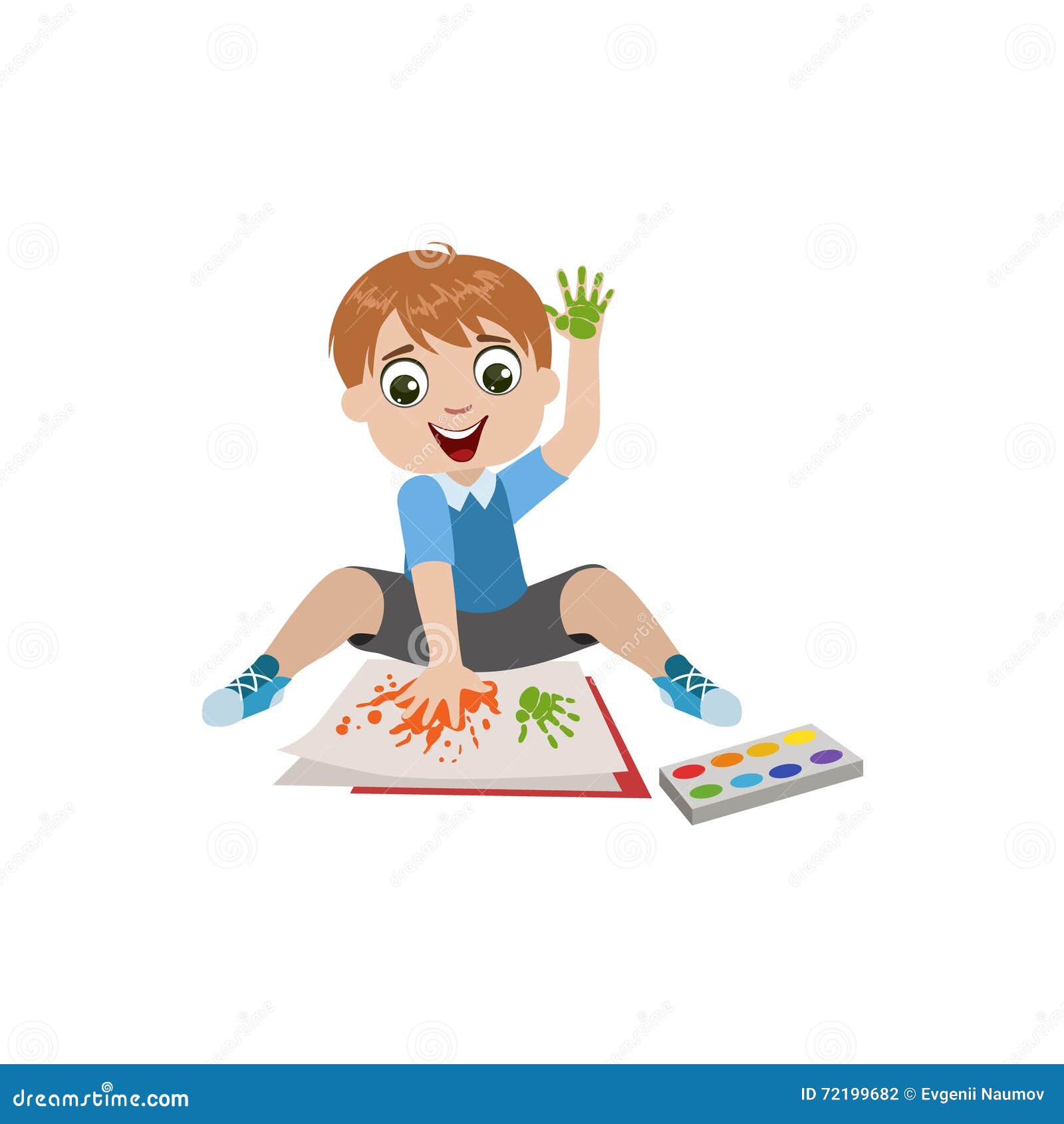 Boy Painting with Hands stock vector. Illustration of painting 72199682