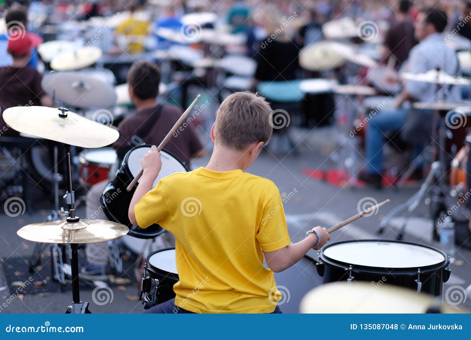 The Boy is a Participant of the Festival of Drummers Editorial Stock