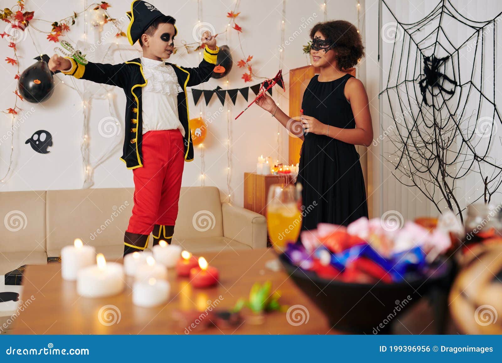 Boy in Pirate Halloween Costume Dancing Stock Photo - Image of