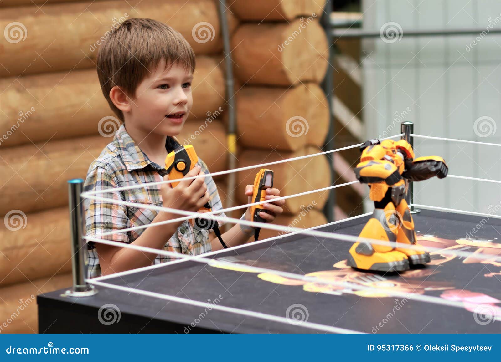 Boy Playing Battle Fighting Robot With Remote Control Stock Photo Image Of Action Protect