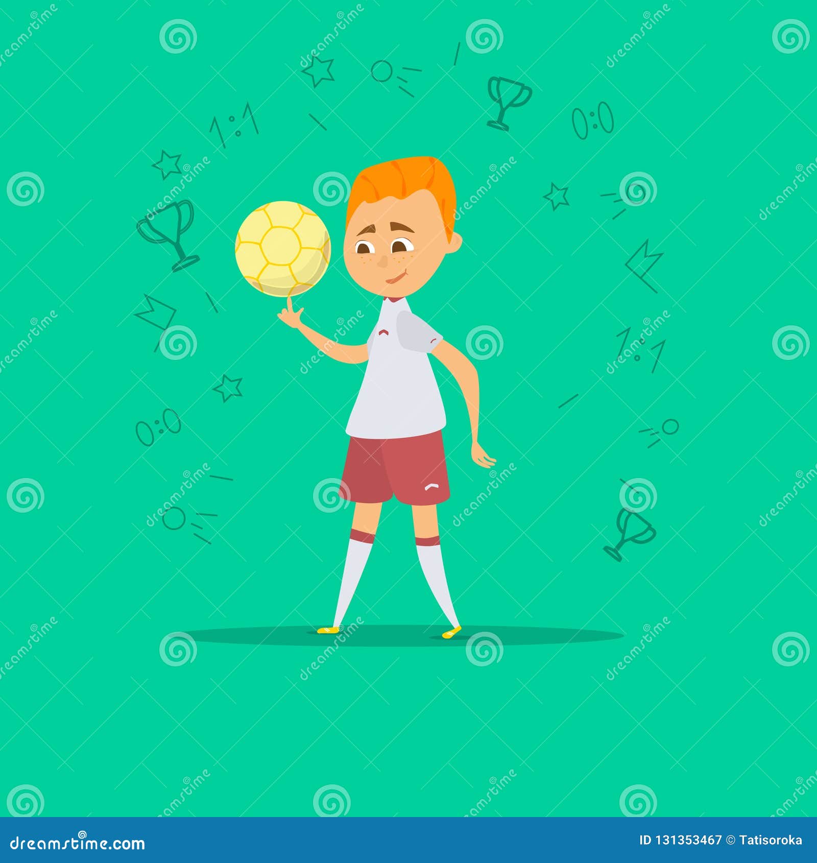 Download Cute Boy Soccer Player On A Colored Background Stock Vector - Illustration of emotion, activity ...