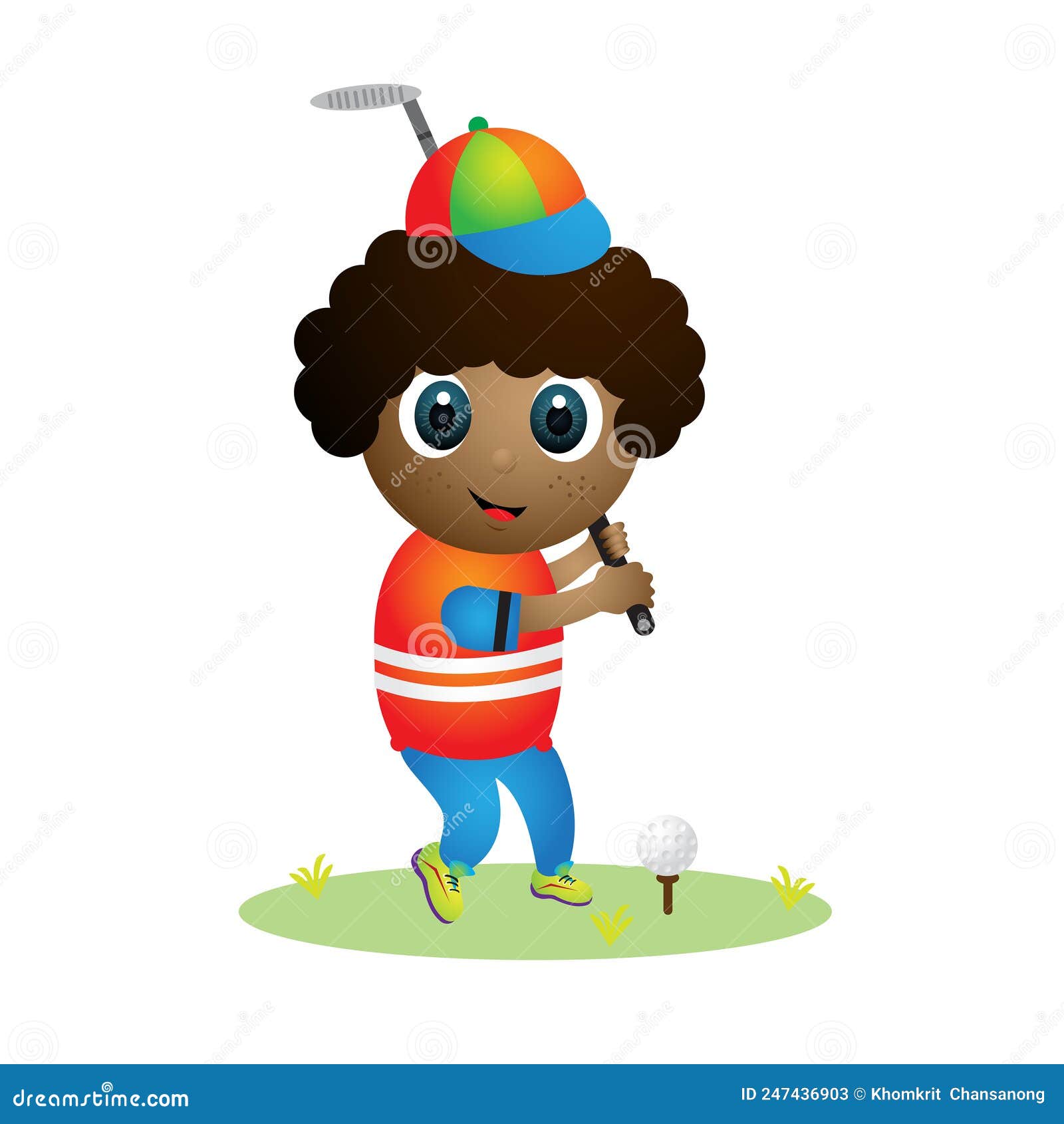 Boy playing golf stock vector. Illustration of play 247436903