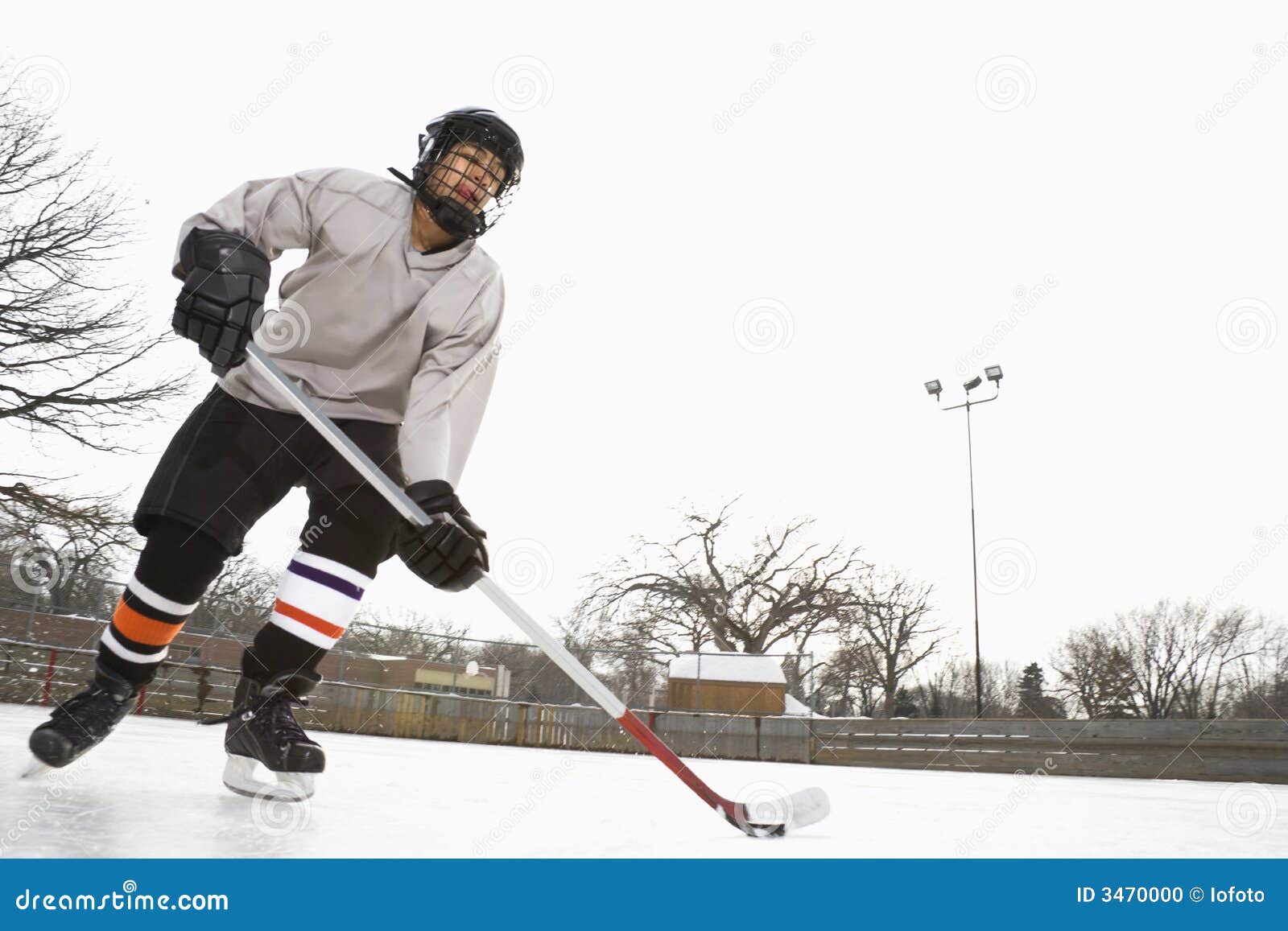 Boy playing ice hockey. stock photo. Image of leisure 3470000