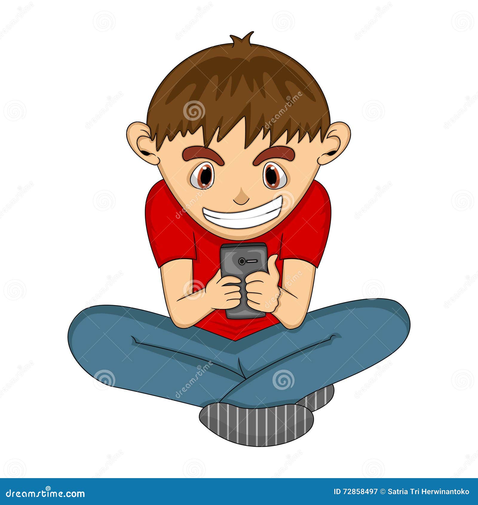 Boy Playing with Mobile Phone Cartoon Stock Vector - Illustration of ...