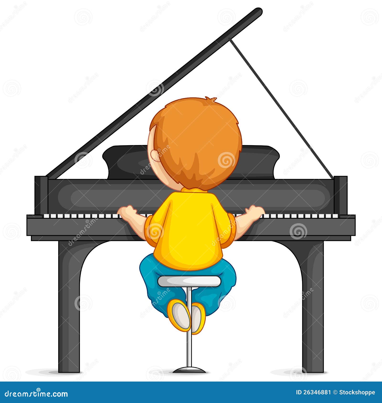 Boy Playing Piano Cartoon Vector | CartoonDealer.com #26346881