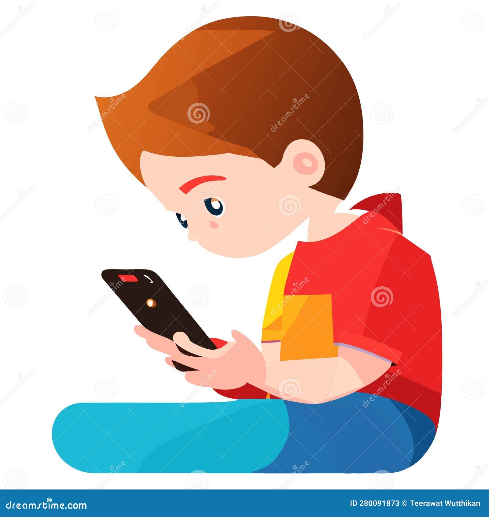 Boy Playing with Smartphone Stock Vector - Illustration of young ...