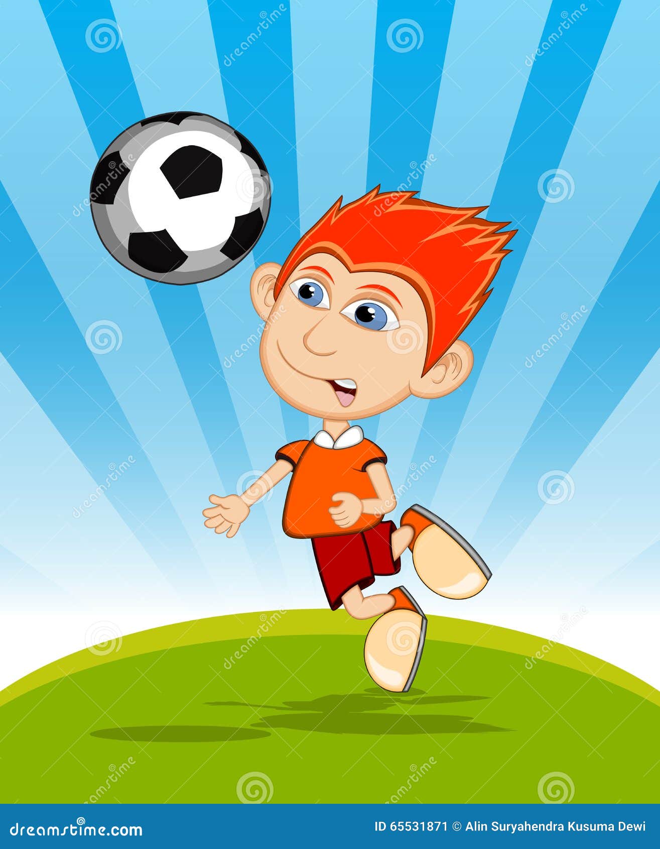 The Boy Playing Soccer Cartoon Vector Illustration Stock Vector ...