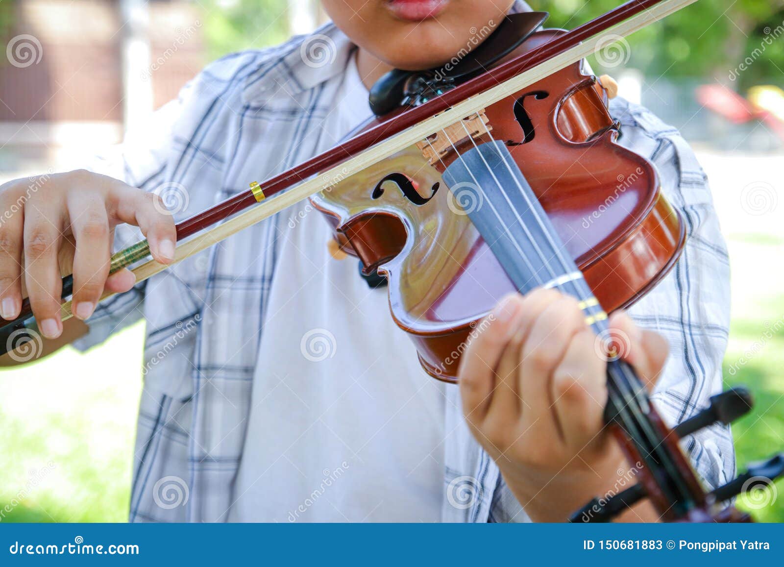 Asian Boy Playing Violin Music Stock Image Image of outdoors, look