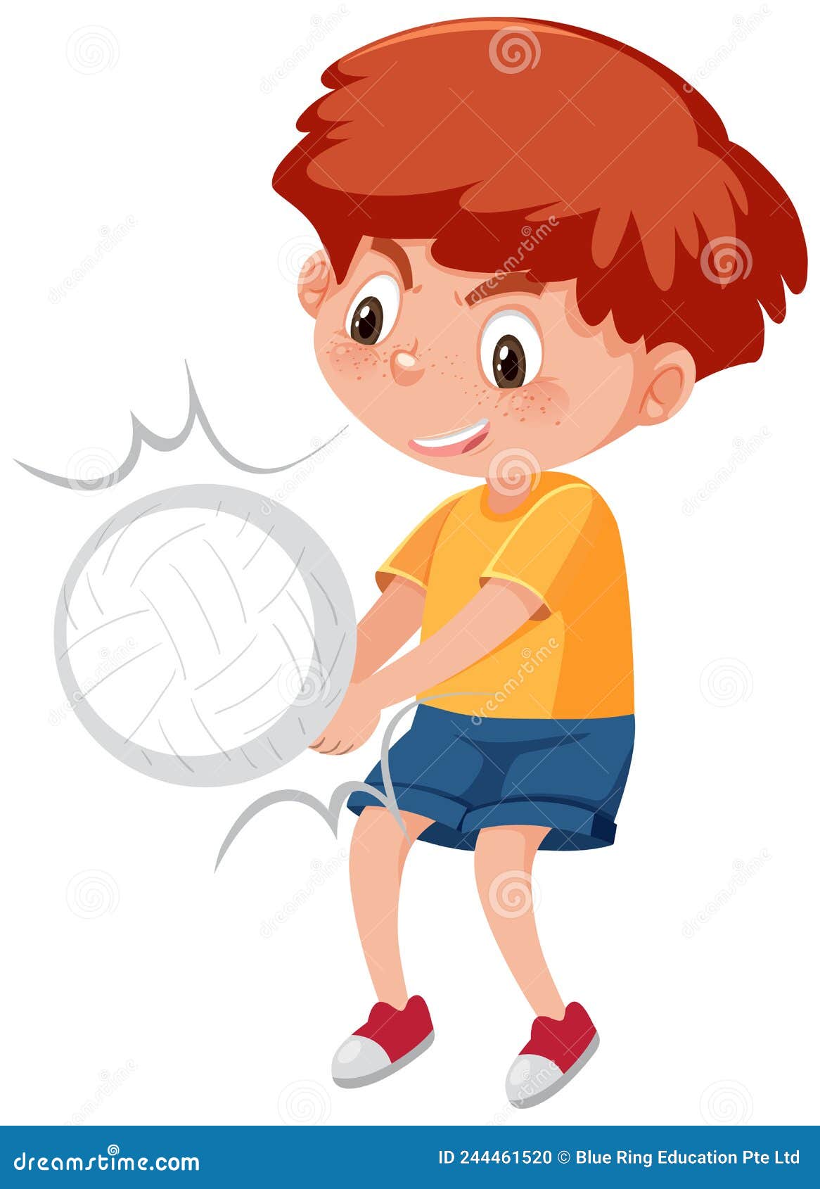 A Boy Playing Volleyball Cartoon Character Stock Vector - Illustration ...