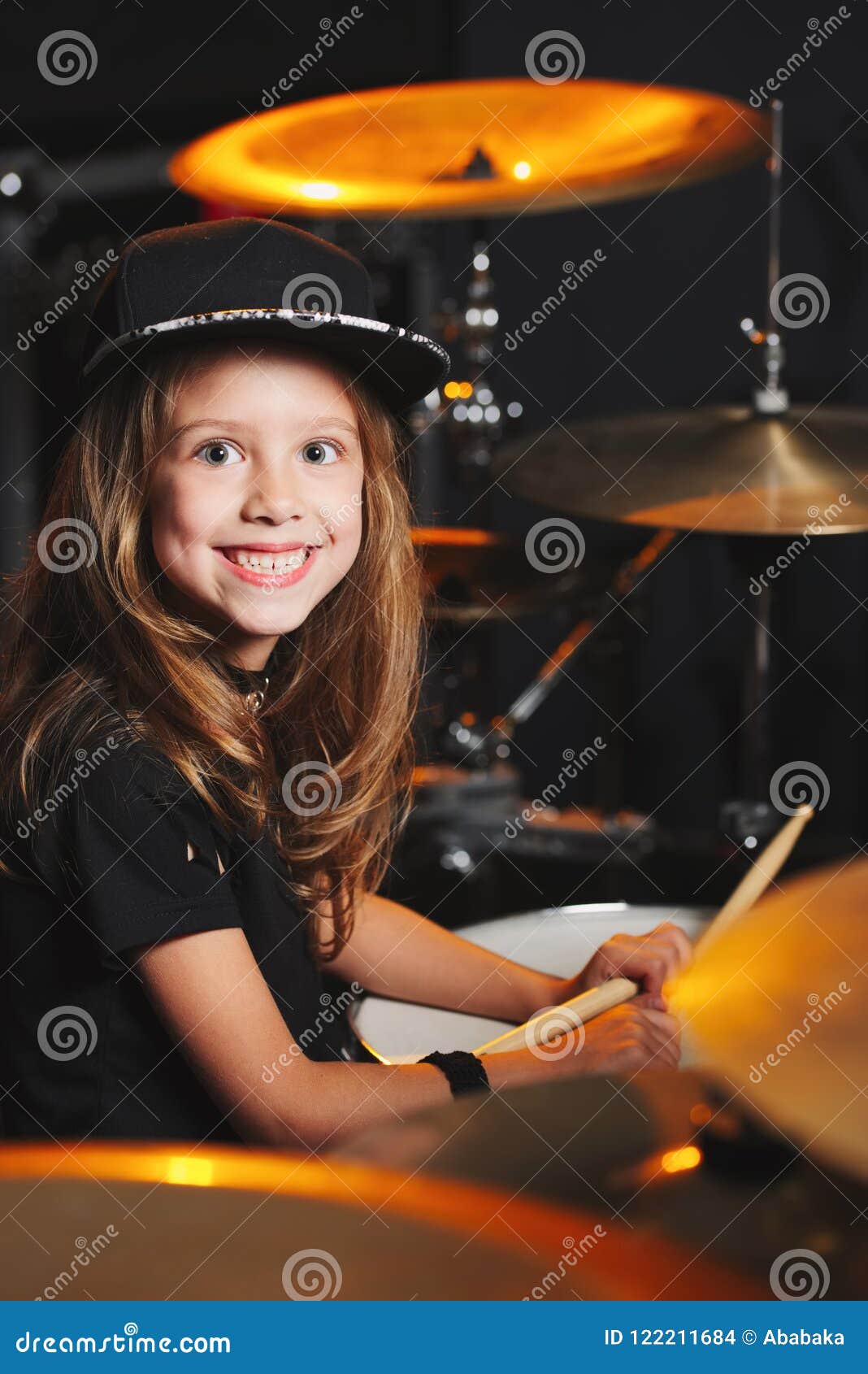 Boy Plays Drums in Recording Studio Stock Photo Image of happy