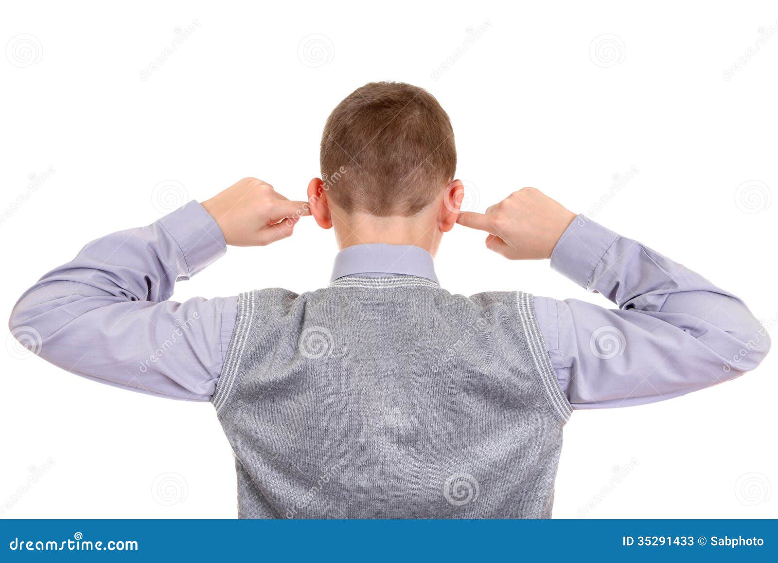 Boy plug the Ears stock image. Image of head, noise, childhood 35291433