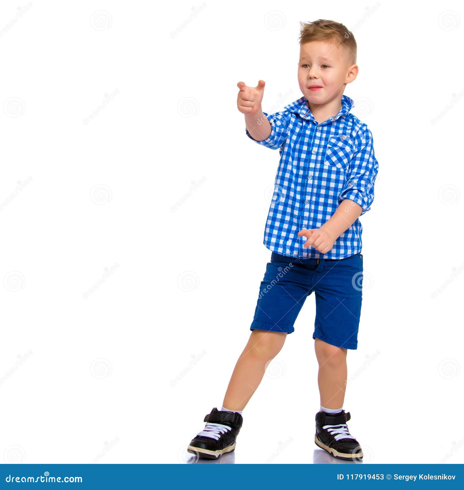 The Boy Points a Finger at Something. Stock Image - Image of looking ...