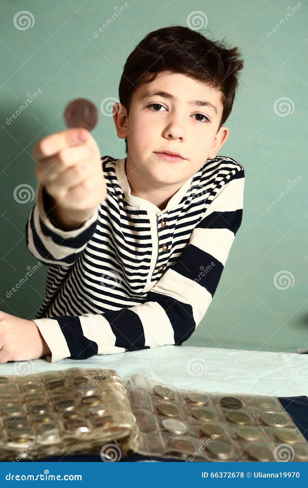 boy preteen numismatic collector