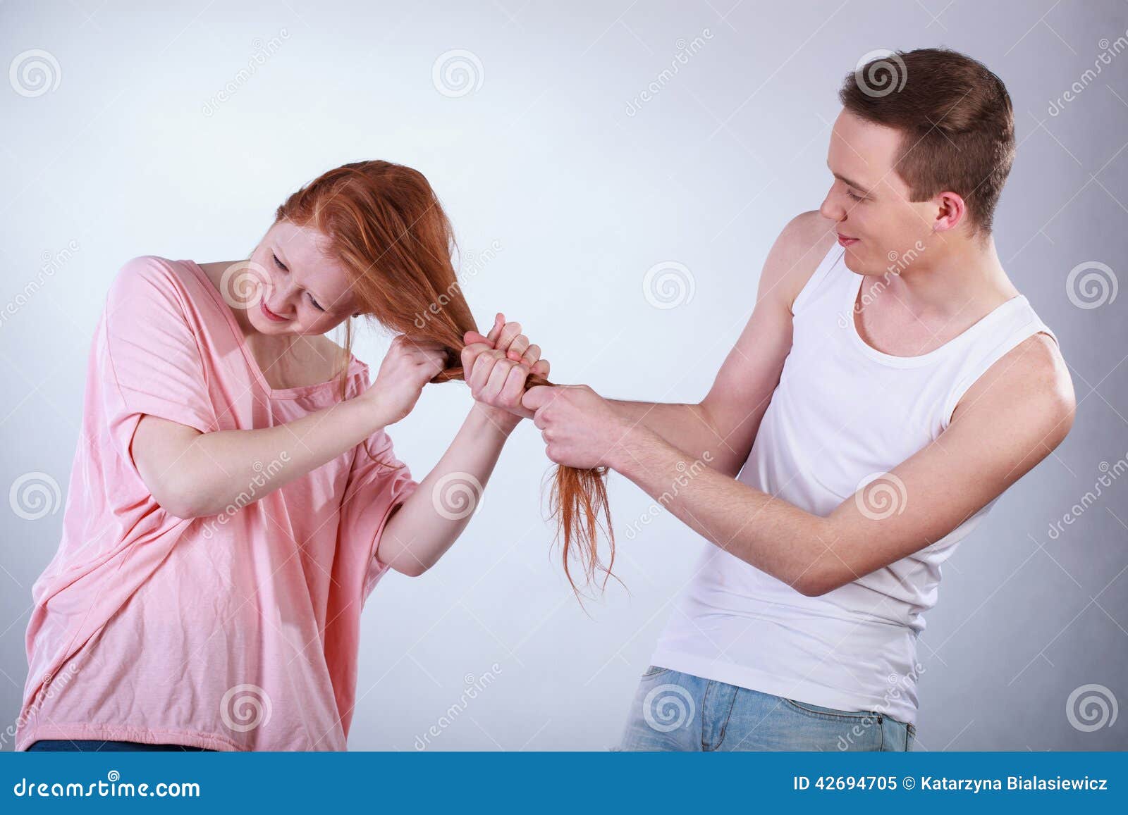 Handsome Man Playing Girlfriends Hair While Stock Photo 1114685393   Shutterstock