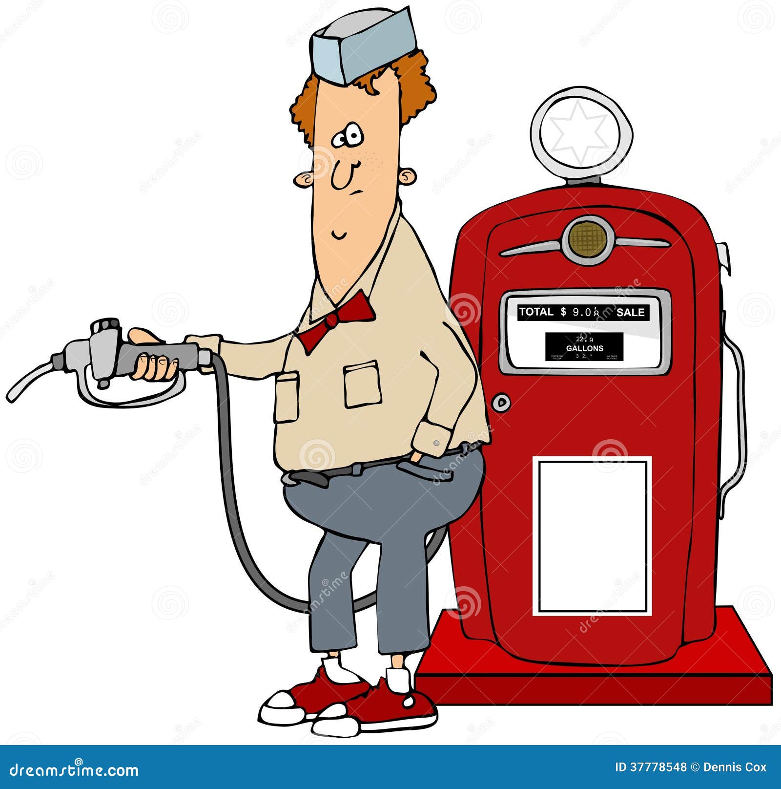 Boy Pumping Gas from a Retro Pump Illustration - Illustration of nozzle, meter: 37778548