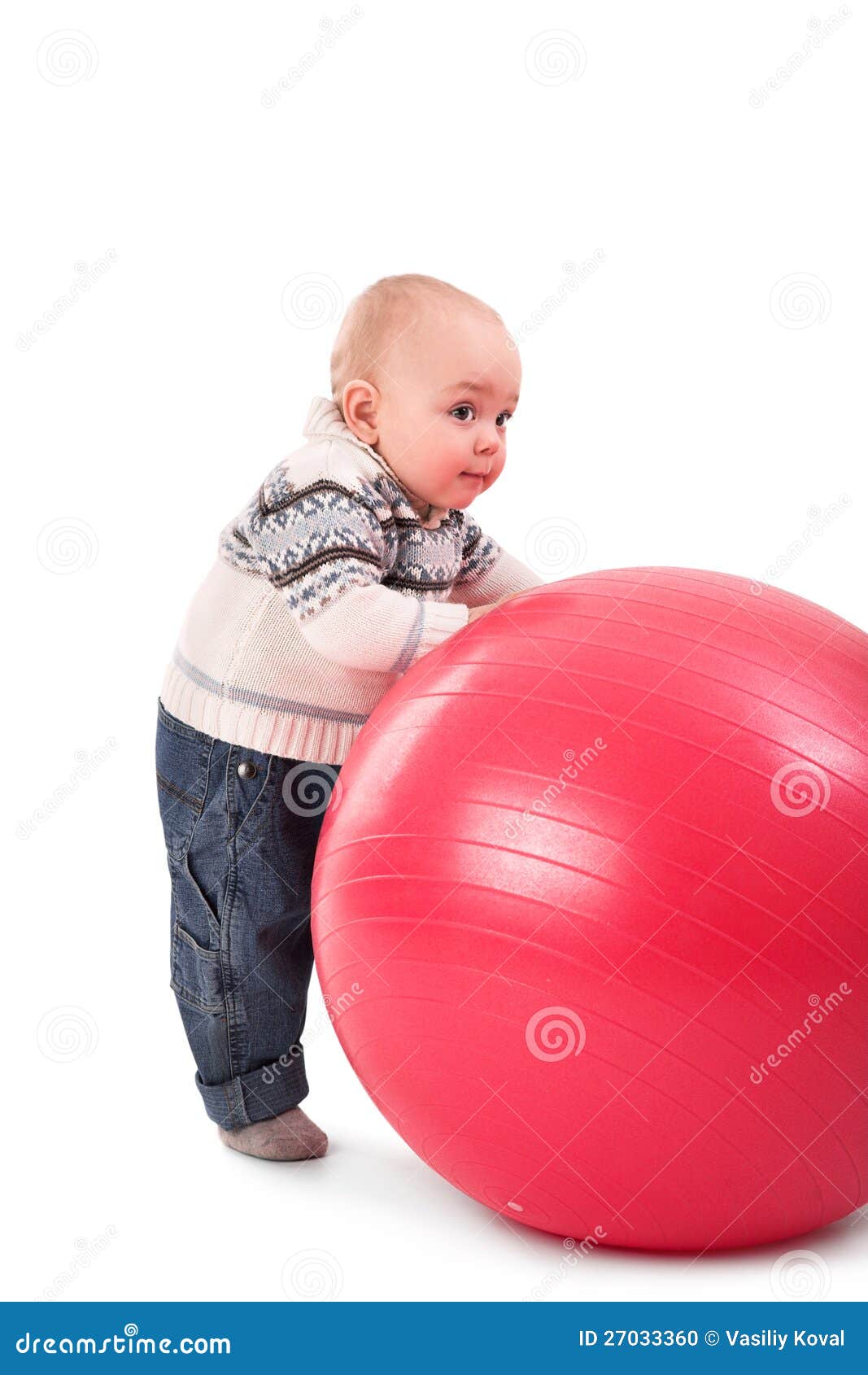 Boy with red ball stock photo. Image of people, toddler 27033360