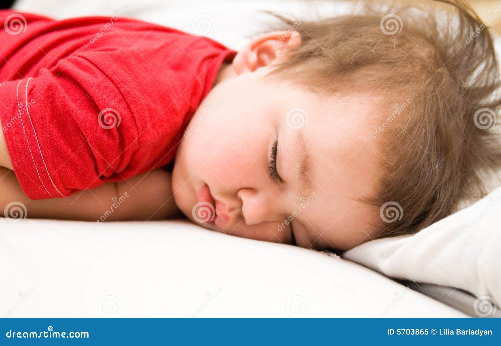 Boy in Red Dress Sleeping on Bed Stock Image Image of relaxation