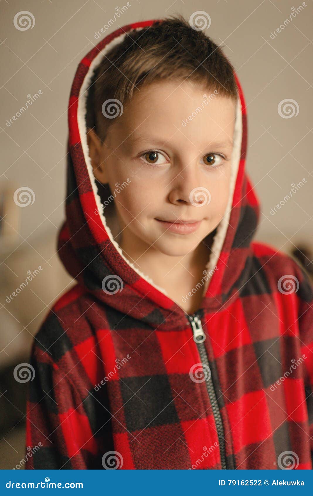 Boy in a Red Jacket with a Hood Stock Photo Image of cute, little