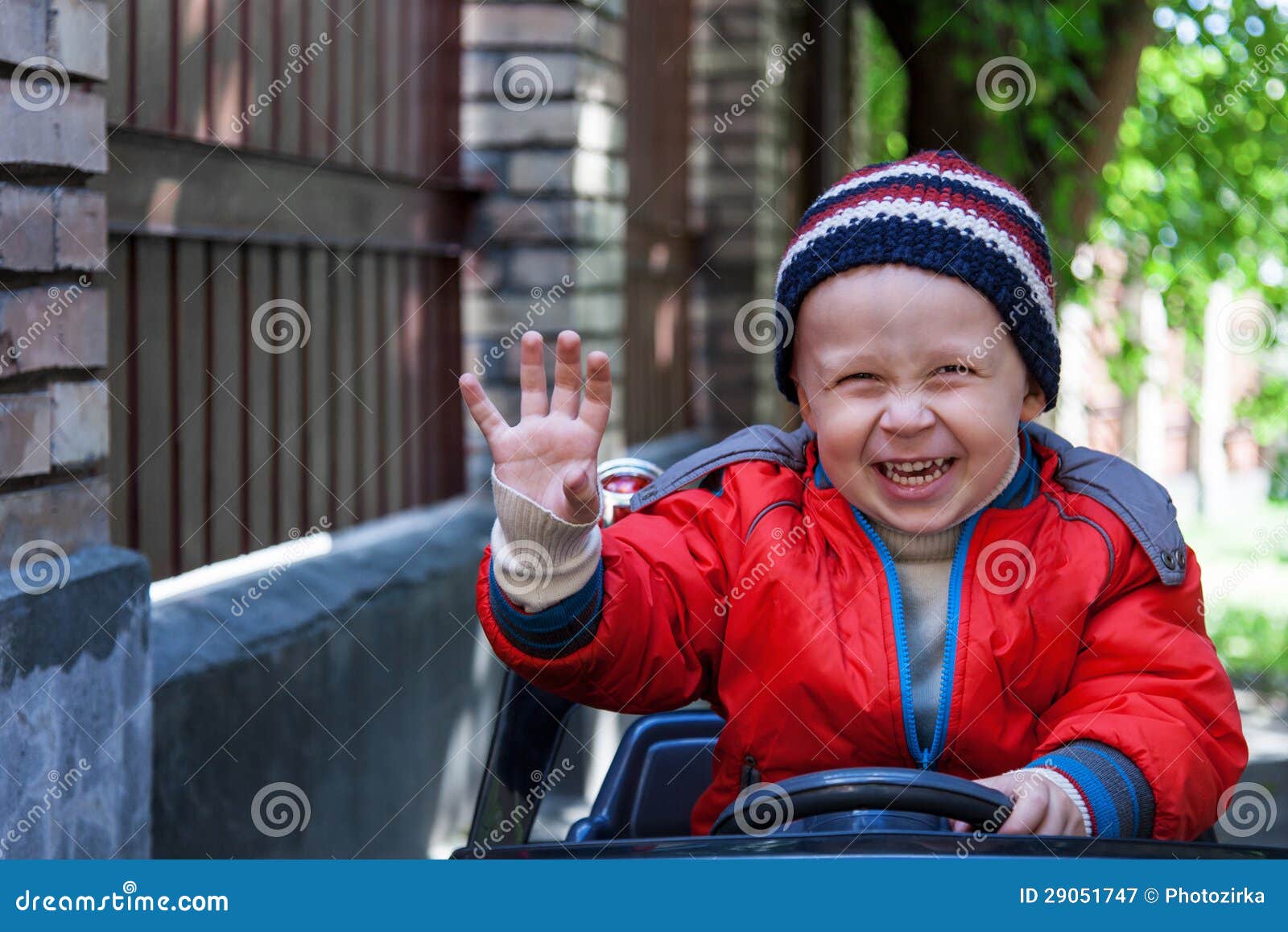 Boy rides on electric car stock image. Image of outdoors 29051747