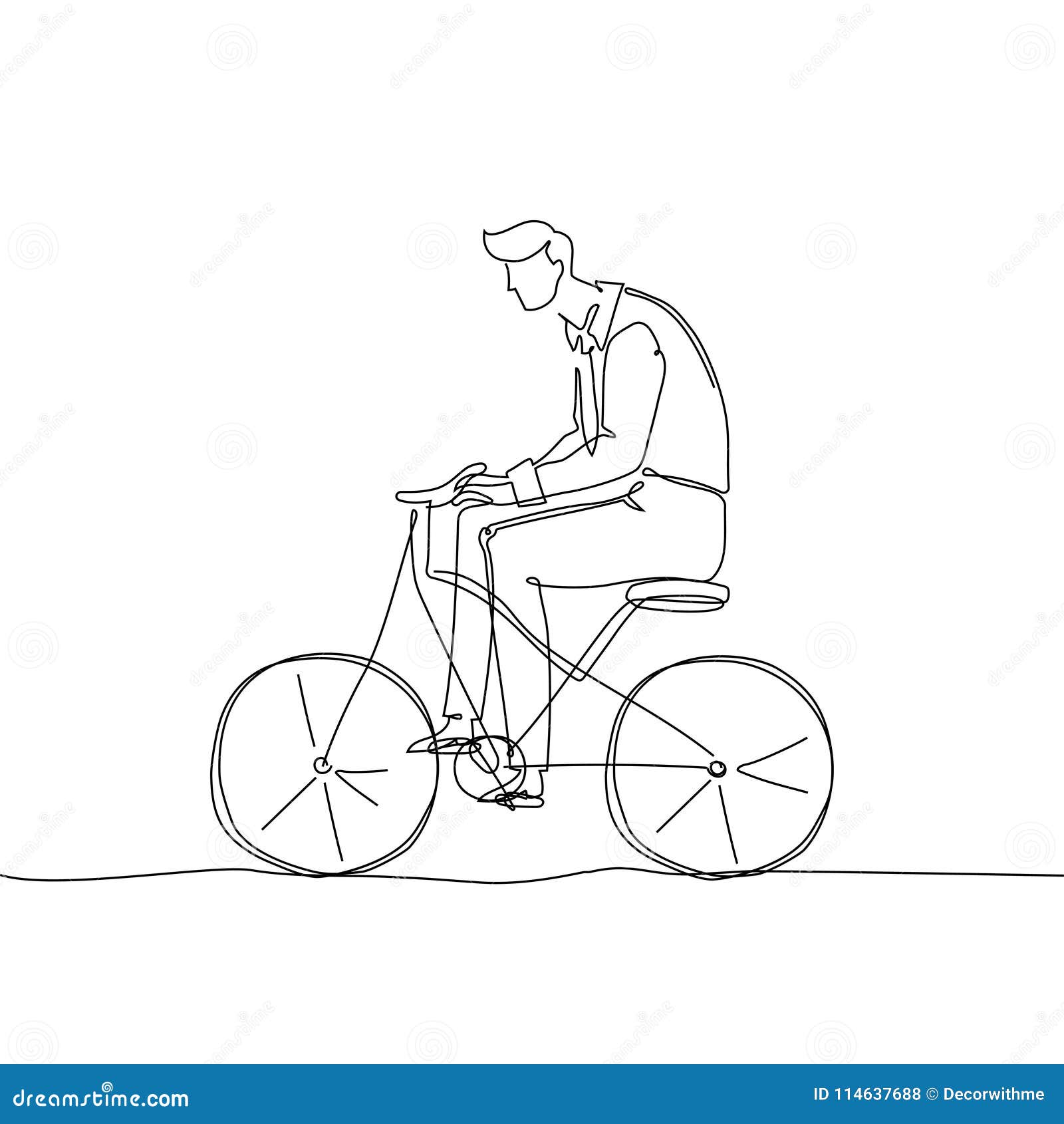 boy riding a bicycle - one continuous line  style 