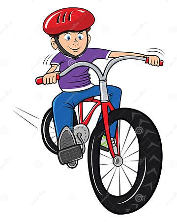 Boy riding his bike stock vector. Illustration of ride - 9749876